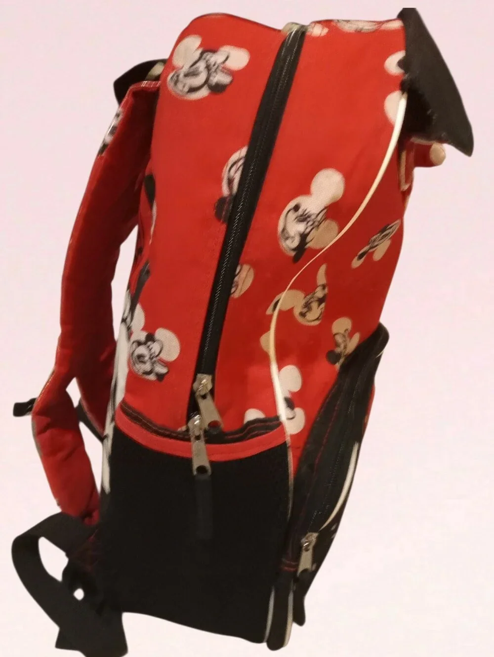 SUPER CUTE Disney Mickey and Minnie Mouse Red and Black Polka Dot Backpack